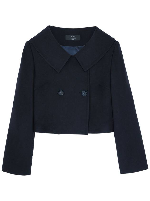 Colin Wool Lovely Sailor Big Collar Double Button Crop Jacket Midnight COLIN41MN - RAMUSTUDIO - BALAAN 3