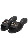 Women's Gancini Rhodes Logo Slippers Black - SALVATORE FERRAGAMO - BALAAN 2