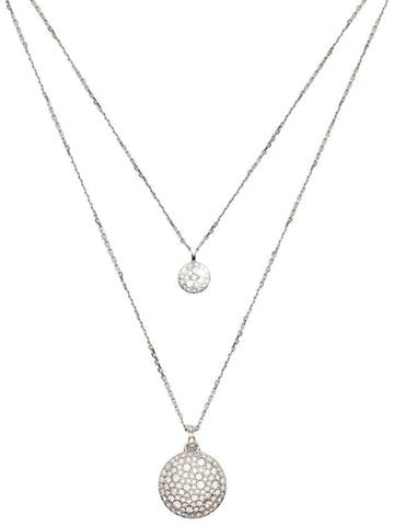 Sublima Layered Pendant Rhodium Necklace Silver - SWAROVSKI - BALAAN 1