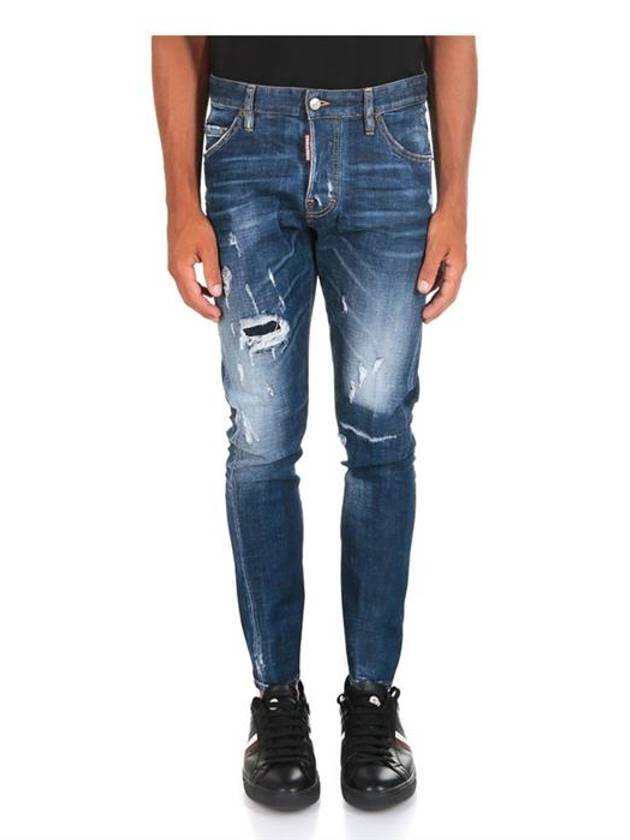 Men's Patch Sexy Skinny Jeans Blue - DSQUARED2 - BALAAN 3