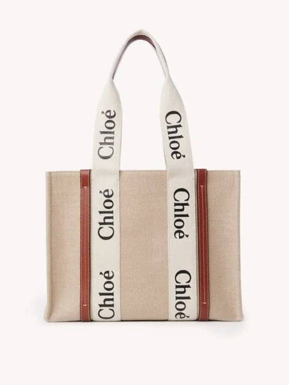 Woody Canvas Medium Tote Bag Brown - CHLOE - BALAAN 2