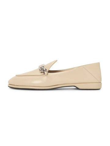 Logo Chain Metal Leather Loafers Desert Beige - MIU MIU - BALAAN 1