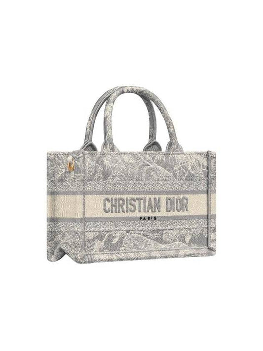 Toile De Jouy Reverse Embroidered Mini Book Tote Bag Grey - DIOR - BALAAN 1