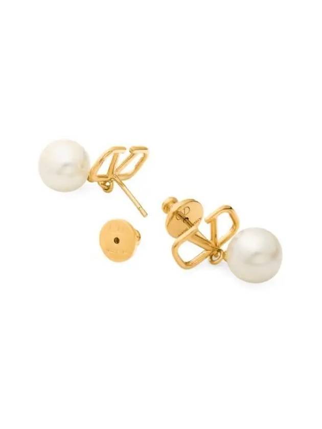 Valentino 5W2J0E36 UXM 0O3 J0E36 Garavani V logo pearl drop earrings - RED VALENTINO - BALAAN 4