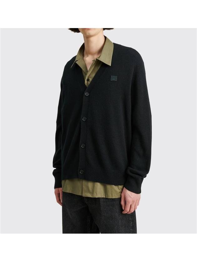 Keve Face Wool V-neck Cardigan Black - ACNE STUDIOS - BALAAN 8