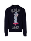 Bobby Cashmere Jacquard Knit Top Navy - DIOR - BALAAN 1