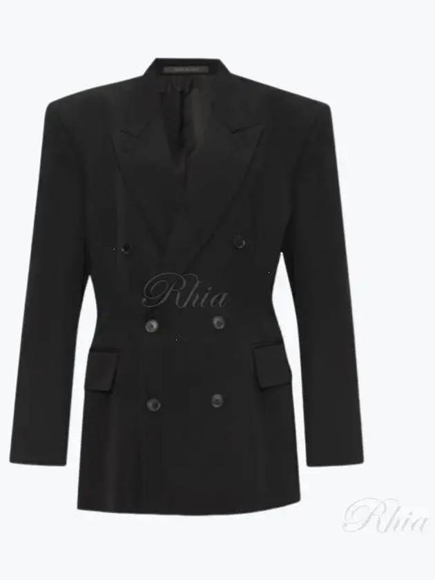 Cinched Double Breasted Wool Jacket Black - BALENCIAGA - BALAAN 2