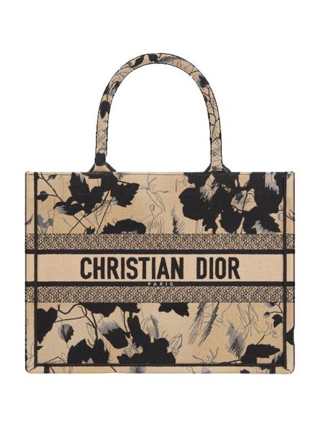 Fleurs Mystiques Embroiderey Medium Book Tote Bag Black Beige - DIOR - BALAAN 1