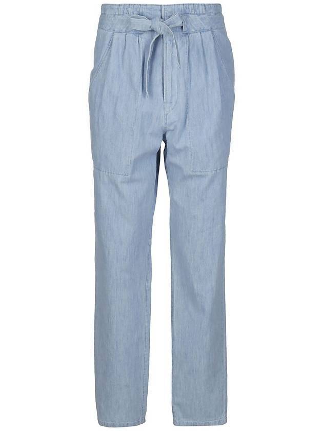 Women's Cotton Ribbon Straight Straight Pants Blue - ISABEL MARANT ETOILE - BALAAN.