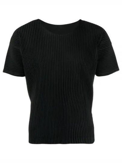 Pleated Short Slevee T-Shirt Black - ISSEY MIYAKE - BALAAN 2