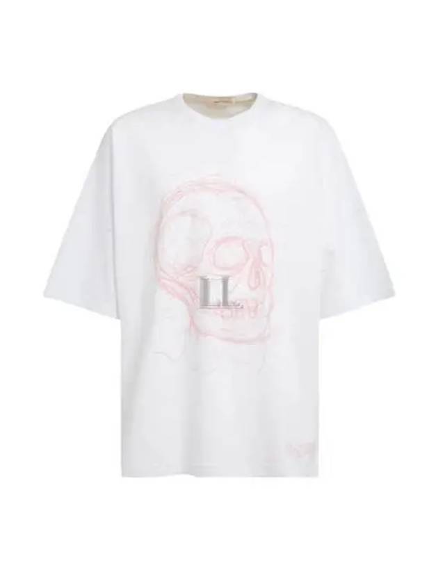 Men's School Print Oversized Short Sleeve T-Shirt White - ALEXANDER MCQUEEN - BALAAN 2