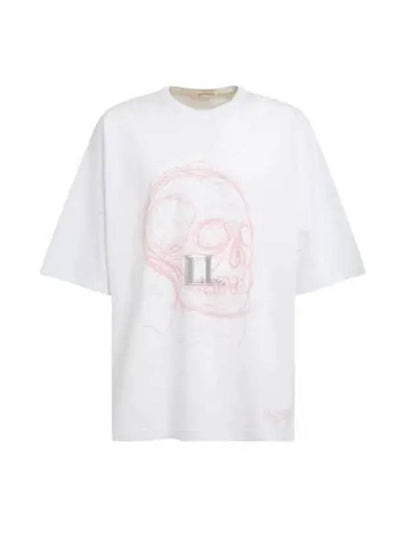 Men's School Print Oversized Short Sleeve T-Shirt White - ALEXANDER MCQUEEN - BALAAN 2