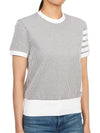 4-Bar Striped Knit Top Grey - THOM BROWNE - BALAAN.