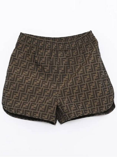 Canvas Jacquard Logo Shorts Brown - FENDI - BALAAN 2