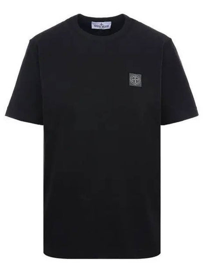 Logo Patch Short Sleeve T-Shirt Black - STONE ISLAND - BALAAN 2