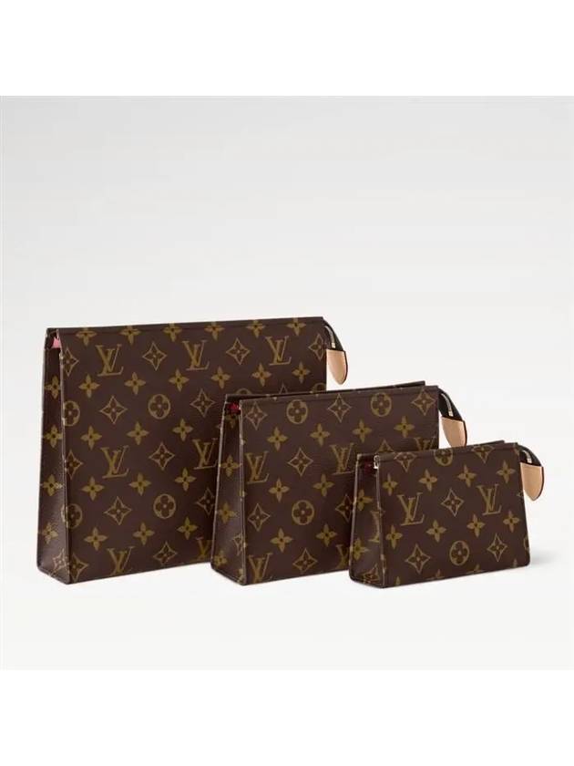 Trio Toilet Monogram Coated Canvas Pouch Bag Brown - LOUIS VUITTON - BALAAN 3