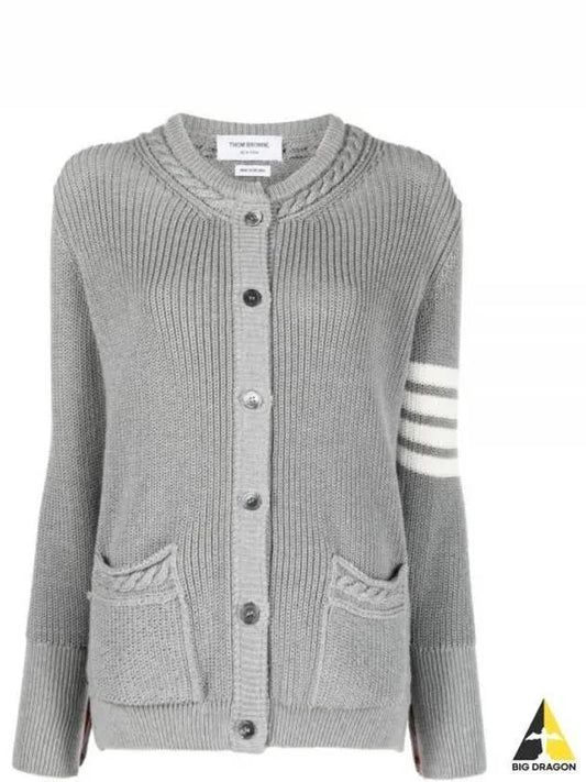 Cotton Jersey Flower 4 Bar V Neck Cardigan Grey - THOM BROWNE - BALAAN 2