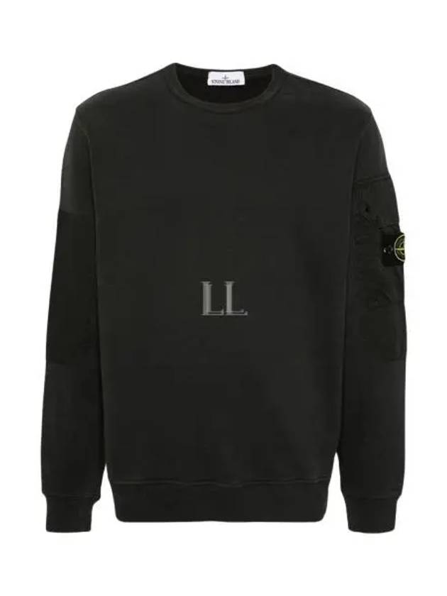 Brushed Organic Cotton Fleece Sweatshirt Grey - STONE ISLAND - BALAAN 2