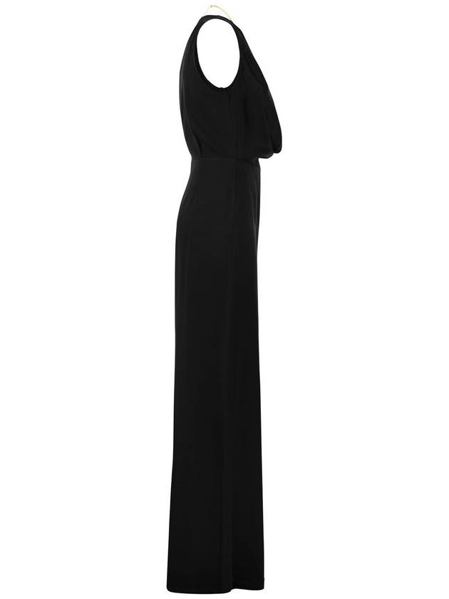 Fluid Crepe Jumpsuit Black - ELISABETTA FRANCHI - BALAAN 4