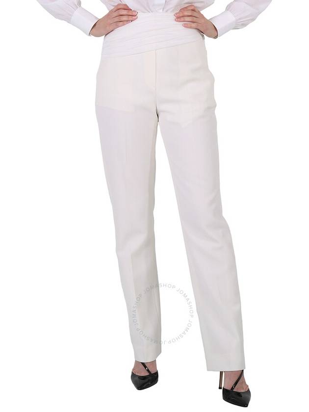 Burberry Ladies Optic White Sash Detail Technical Wool Tailored Trousers, Brand Size 2 (US Size 0) - BURBERRY - BALAAN 1