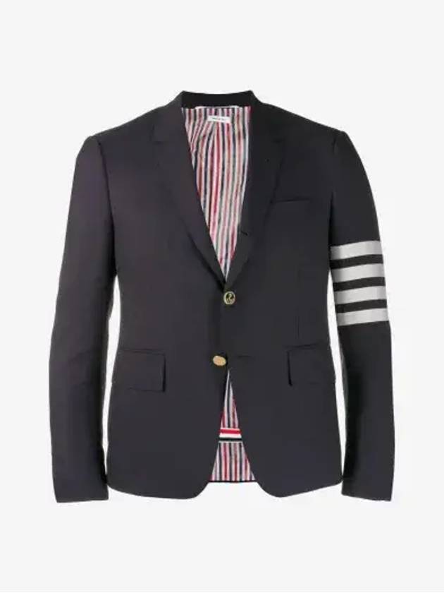 4-Bar Plain Weave High Armhole Sport Jacket Navy - THOM BROWNE - BALAAN 3