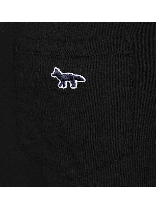 Navy Fox Patch Classic Pocket Cotton Short Sleeve T-Shirt Black - MAISON KITSUNE - BALAAN 4