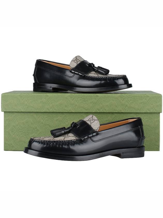 Tassel GG Supreme Canvas Leather Loafers Black - GUCCI - BALAAN 11