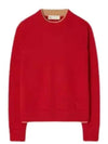 Double Layer Cashmere Crewneck Knit Top Red - TORY BURCH - BALAAN 2