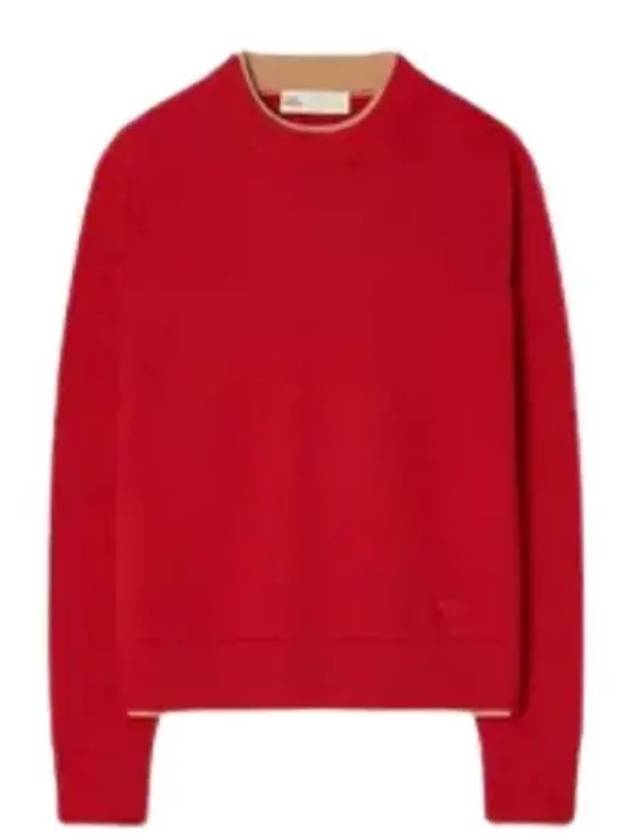 Double Layer Cashmere Crewneck Knit Top Red - TORY BURCH - BALAAN 2