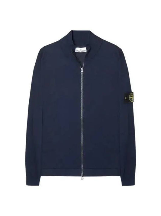 Soft Cotton Knit Zip-Up Jacket Navy - STONE ISLAND - BALAAN 1