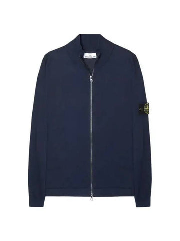 Soft Cotton Knit Zip-Up Jacket Navy - STONE ISLAND - BALAAN 1