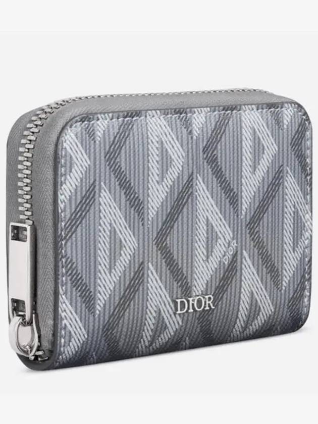 CD Diamond Canvas Zipper Card Wallet Grey - DIOR - BALAAN 4