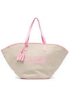 Logo Print Large Tote Bag Pink Beige - MSGM - BALAAN 1