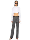 Poplin Crop Cotton Shirt White - MIU MIU - BALAAN 4