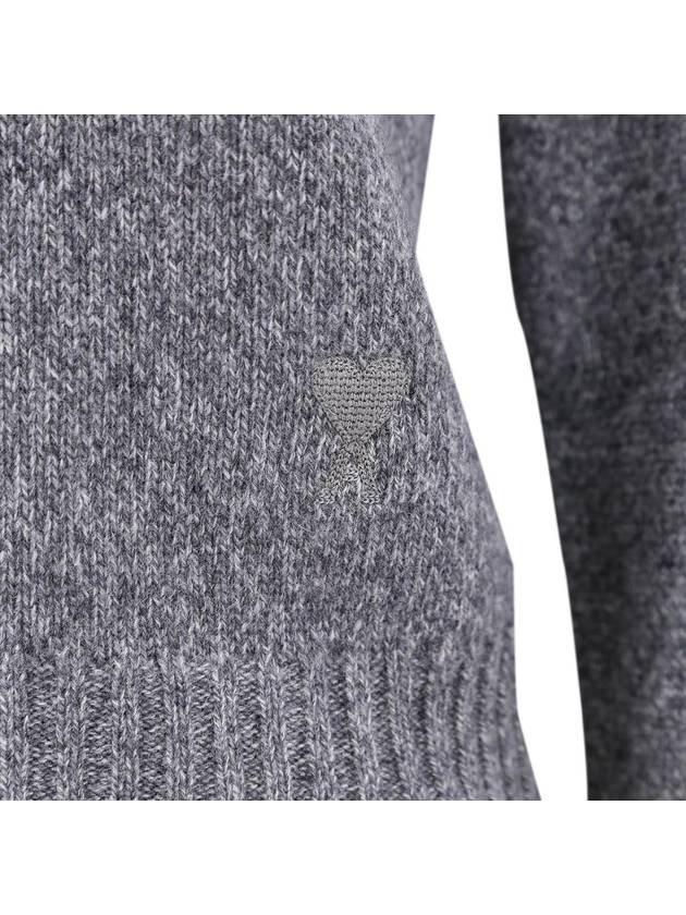 Heart Logo Cashmere Knit Top Grey - AMI - BALAAN 4