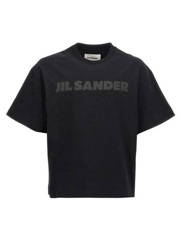 Logo Print Short Sleeve T-Shirt Black - JIL SANDER - BALAAN 1