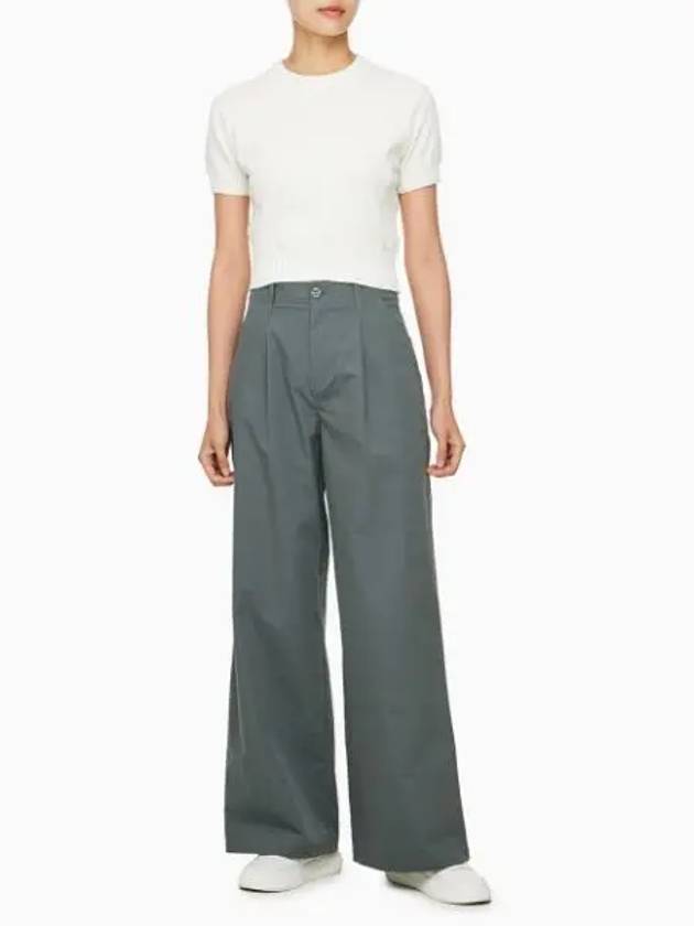 JEANS Women s Khaki Gray Loose Chino Pants J224088 PSL - CALVIN KLEIN - BALAAN 1