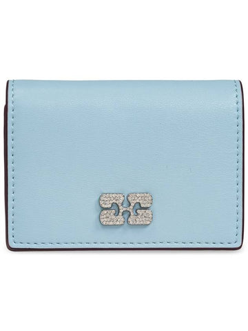 Ganni Wallet With Logo, Women's, Light Blue - GANNI - BALAAN 1