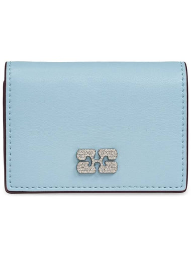 Ganni Wallet With Logo, Women's, Light Blue - GANNI - BALAAN 1