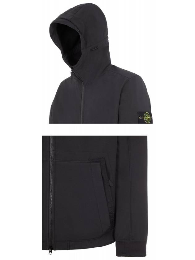 Men's Wappen Patch Softshell Zip Up Hoodie Black - STONE ISLAND - BALAAN 6