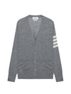 Men's Sustainable Classic Diagonal Wool Cardigan Pale Grey - THOM BROWNE - BALAAN 1