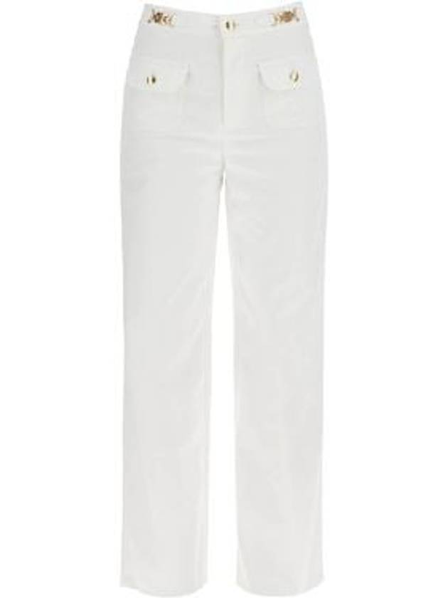 Gourmettes Cotton Straight Pants White - CELINE - BALAAN 3