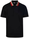 Logo Stripe Short Sleeve Polo Shirt Black - BURBERRY - BALAAN 2