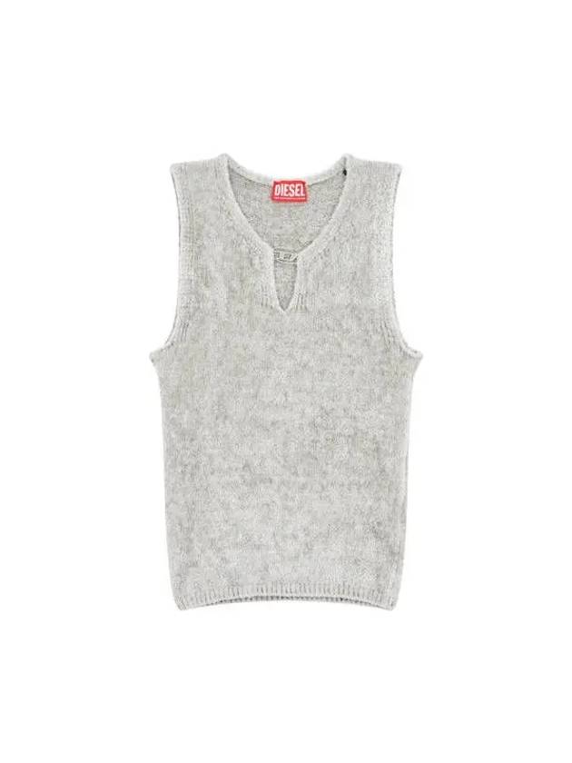 Women s Fuzzy Chenille Logo Knit Top Gray - DIESEL - BALAAN 1