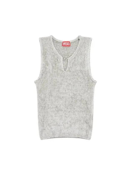 Women s Fuzzy Chenille Logo Knit Top Gray - DIESEL - BALAAN 1