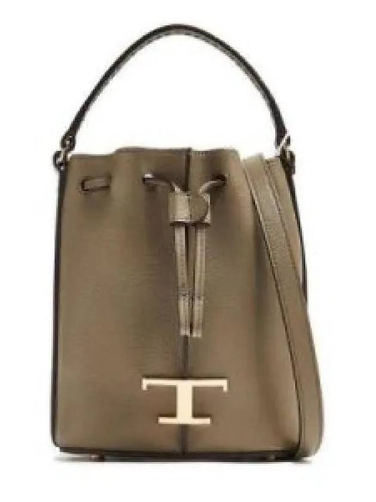 T Timeless Leather Micro Logo Bucket Bag Khaki - TOD'S - BALAAN 2