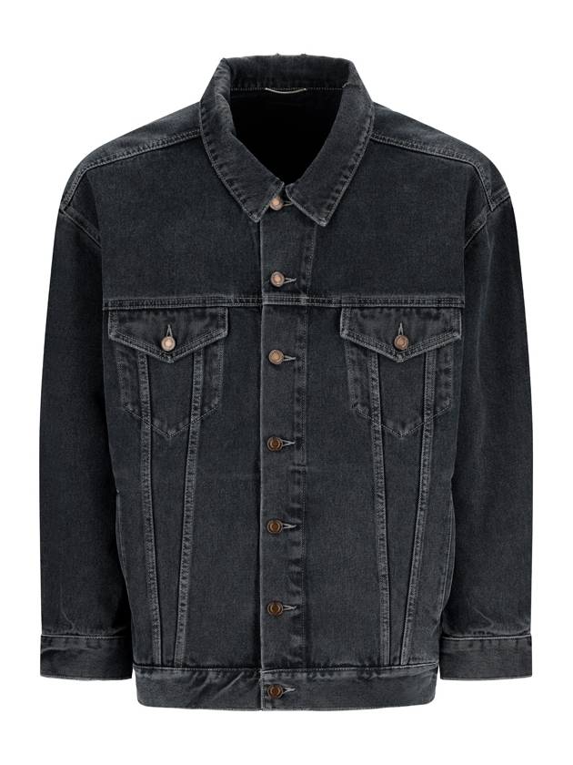 Egg Shape Denim Jacket Dark Blue Black - SAINT LAURENT - BALAAN 2