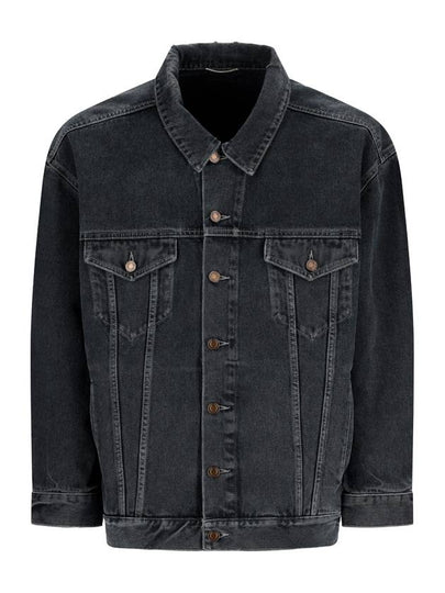 Egg Shape Denim Jacket Dark Blue Black - SAINT LAURENT - BALAAN 2