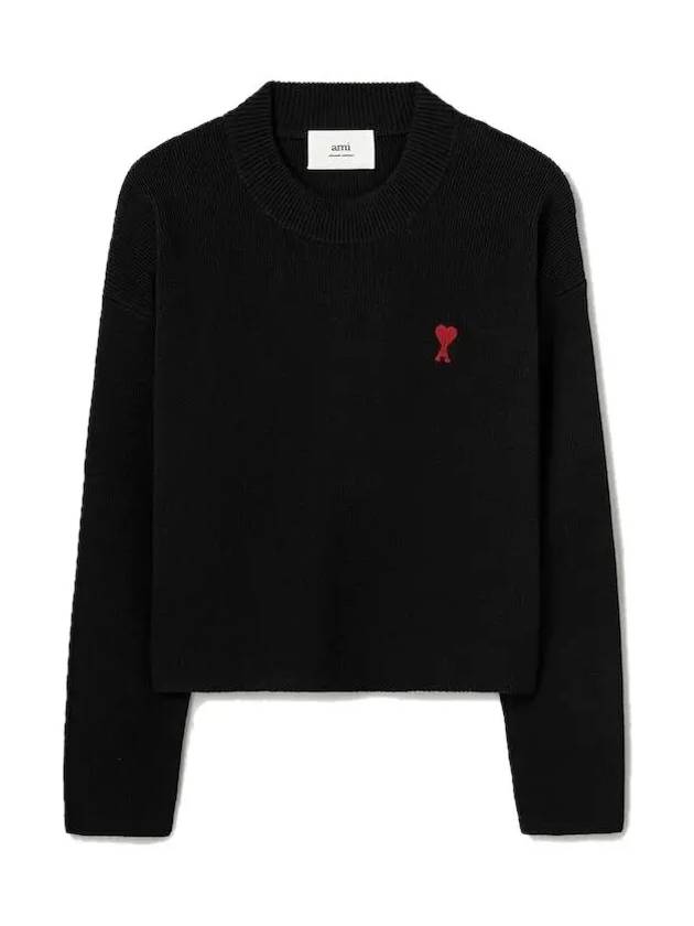 De Coeur Small Heart Logo Knit Top Black - AMI - BALAAN 2