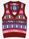 Logo Wool Mix Vest Red - GANNI - BALAAN 2